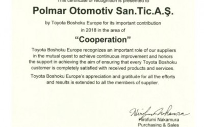 Toyota Boshoku Evropské osvědčení o uznání v „Spolupráce“